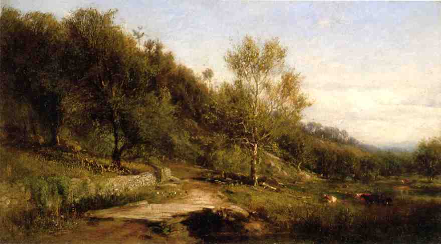 Path by  a River, vintage artwork by James McDougal Hart, 12x8" (A4) Poster