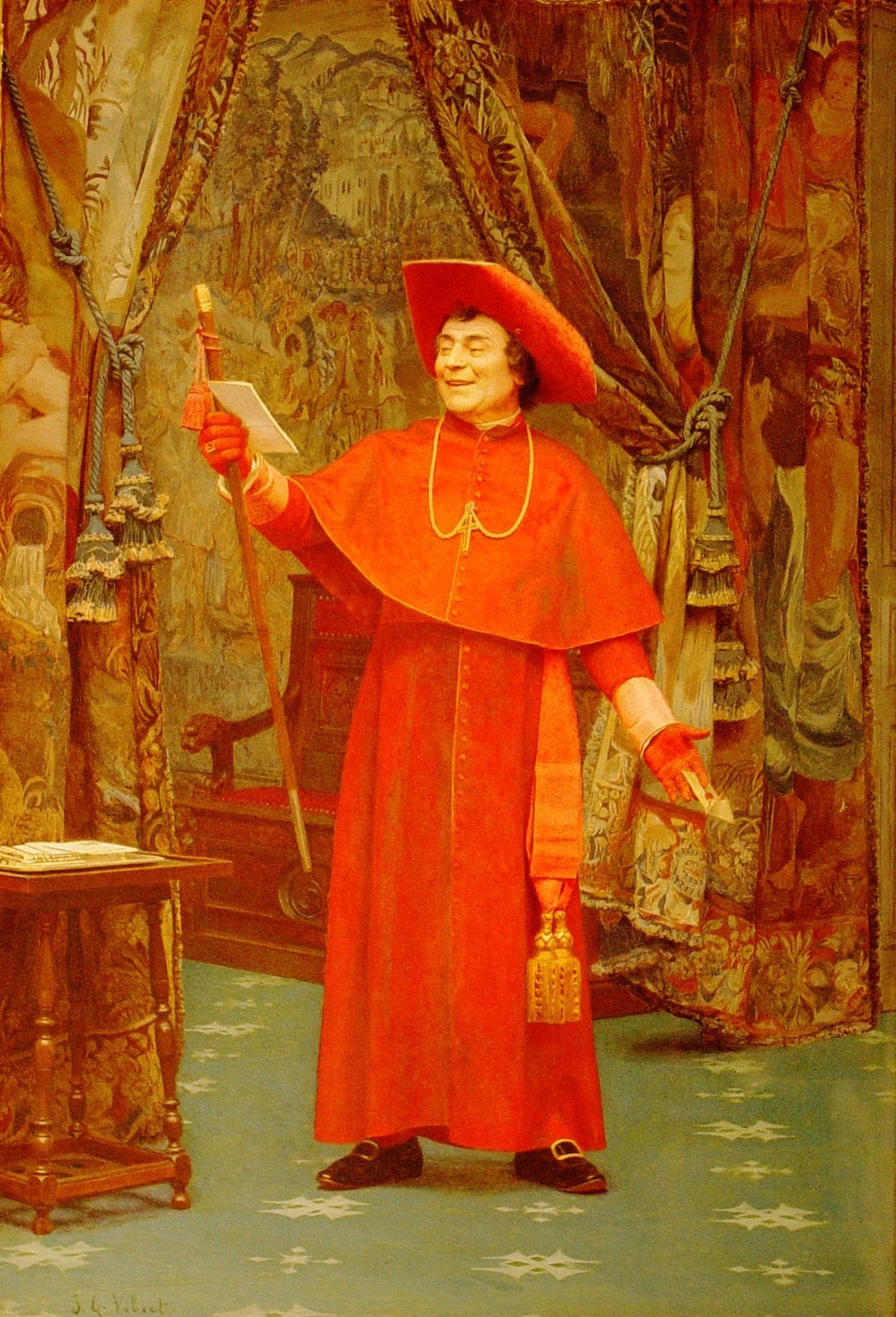 Cardinal Reading a Letter, vintage artwork by Jehan-Georges Vibert, 12x8" (A4) Poster