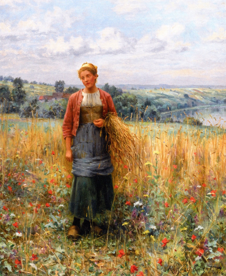 Jeannine Gleaning, vintage artwork by Daniel Ridgway Knight, 12x8" (A4) Poster