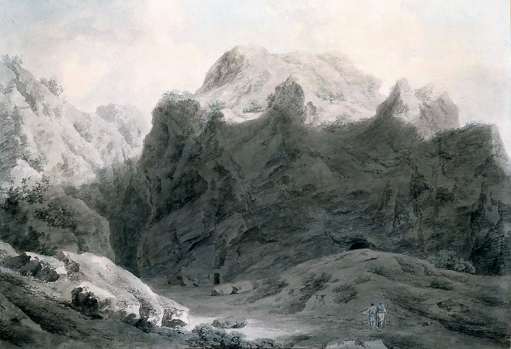 The chasm at Delphi, vintage artwork by John Robert Cozens, 12x8" (A4) Poster