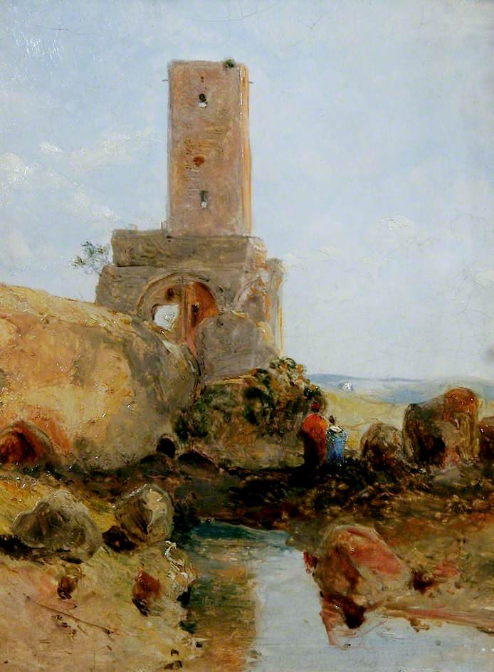 Ruins of a Claudian Aqueduct in the Campagna di Roma, vintage artwork by Edward Thomas Daniell, A3 (16x12") Poster Print