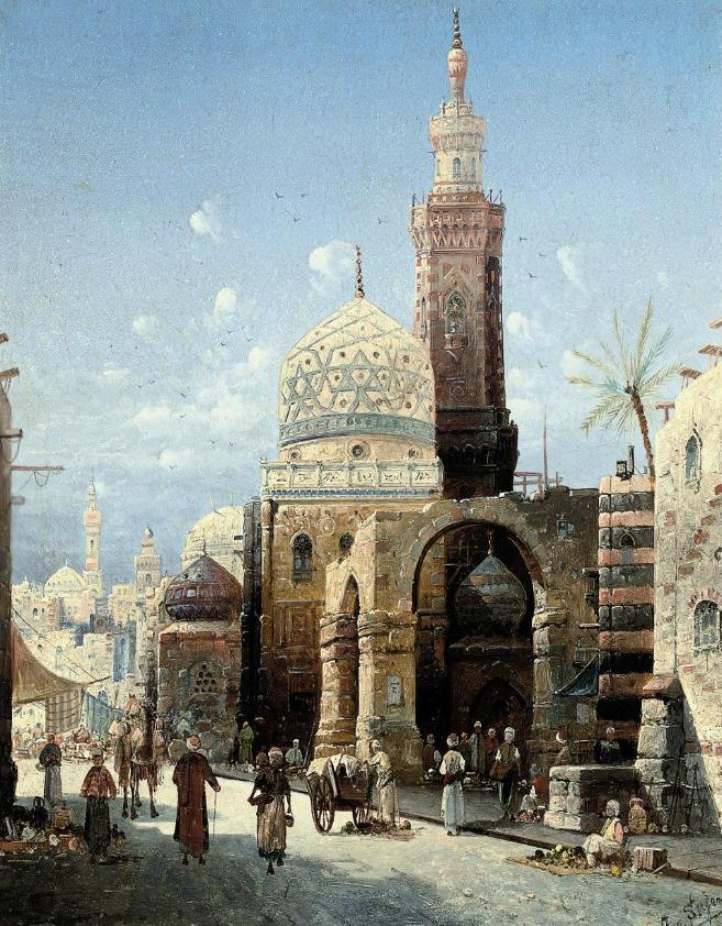 Street Sellers, vintage artwork by August von Siegen, 12x8" (A4) Poster