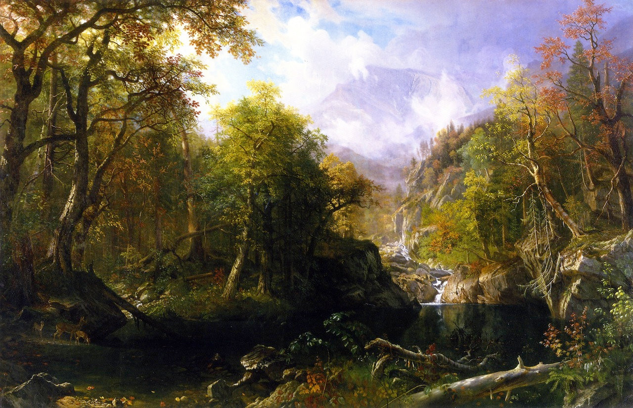The Emerald Pool, vintage artwork by Albert Bierstadt, 12x8" (A4) Poster