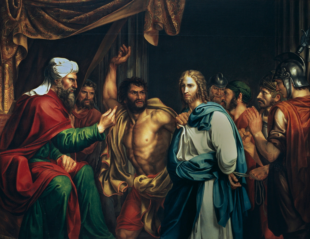 Jesus in the House of Annas, vintage artwork by Jose de Madrazo y Agudo, 12x8" (A4) Poster