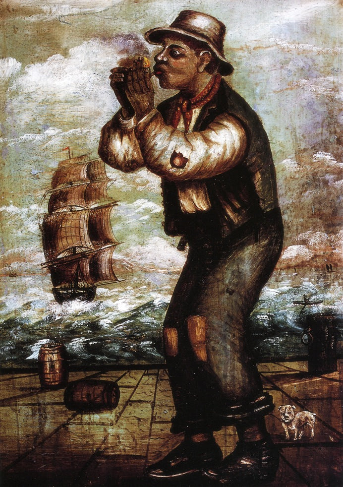 Man on Dock LIghting Pipe, vintage artwork by William Aiken Walker, 12x8" (A4) Poster