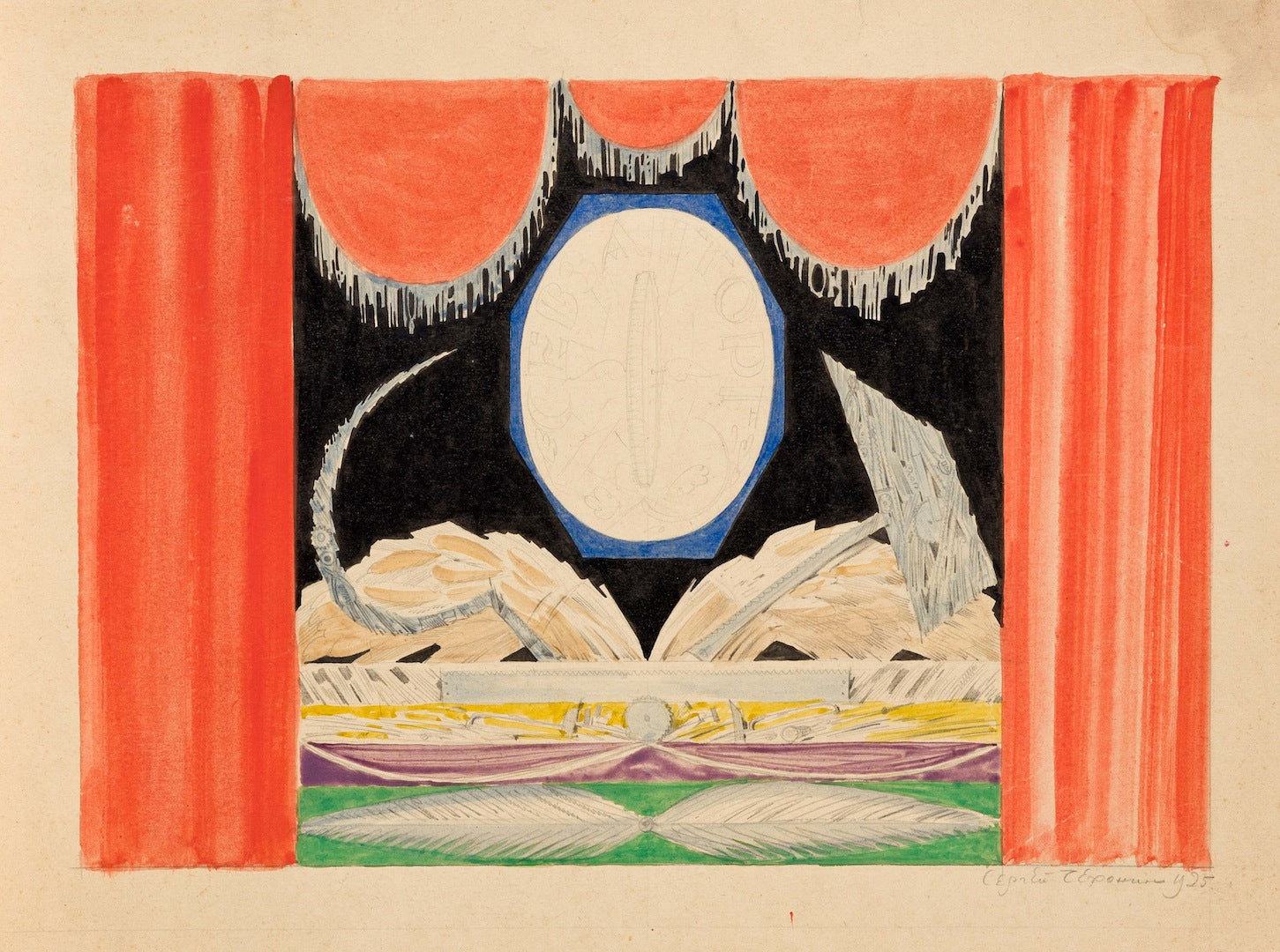 Stage Design, vintage artwork by Sergei Chekhonin, 12x8" (A4) Poster