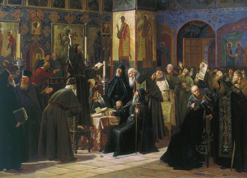 The Black Gathering, vintage artwork by Sergei Miloradovich, 12x8" (A4) Poster