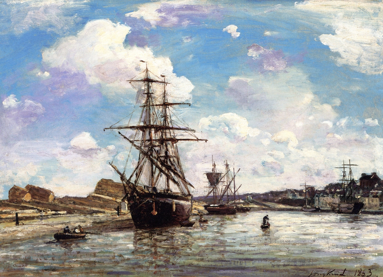 The Harbor at Honfleur, vintage artwork by Johan Barthold Jongkind, A3 (16x12") Poster Print