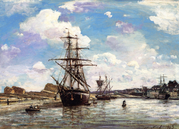 The Harbor at Honfleur, vintage artwork by Johan Barthold Jongkind, A3 (16x12
