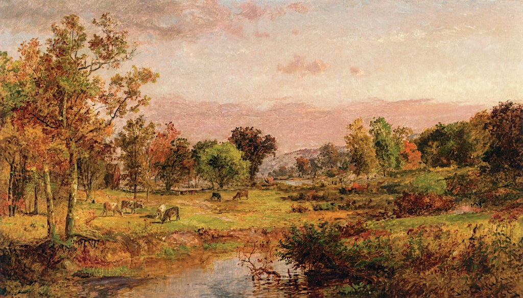 Farm Along the River, vintage artwork by Jasper Francis Cropsey, 12x8" (A4) Poster