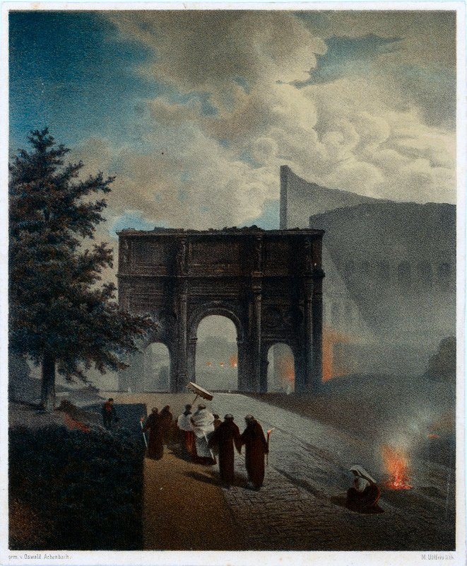 Before the Colosseum, vintage artwork by Oswald Achenbach, 12x8" (A4) Poster