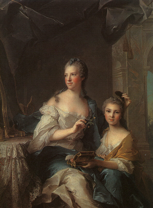 Madame Marsollier and her Daughter, vintage artwork by Jean-Marc Nattier, 12x8" (A4) Poster