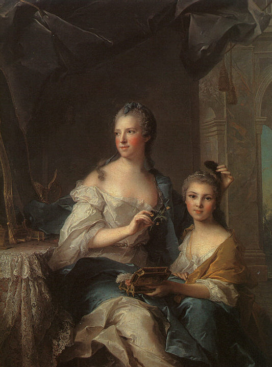 Madame Marsollier and her Daughter, vintage artwork by Jean-Marc Nattier, 12x8" (A4) Poster