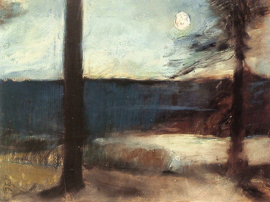 Moonlight on the Coast near Mark Brandenburg by Lesser Ury,A3(16x12")Poster