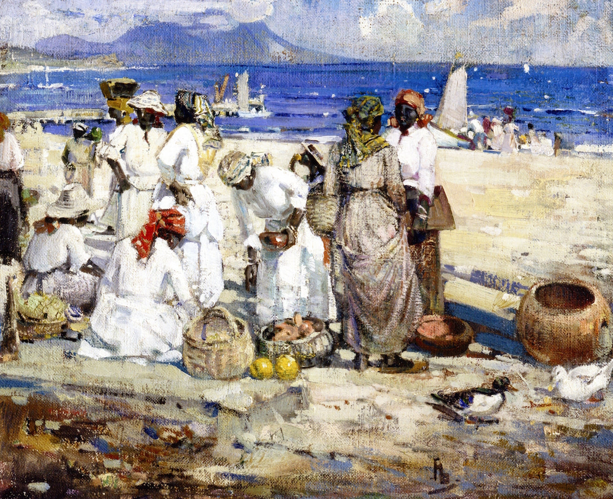 Waiting for the Nevis Boats by Peleg Franklin Brownell,A3(16x12")Poster