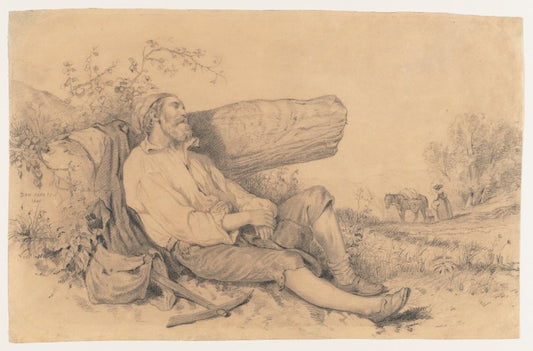 Sleeping Field Worker, vintage artwork by Dominique Papety, A3 (16x12") Poster Print