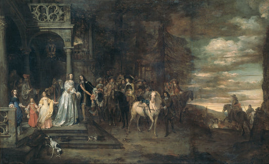 The Leavetaking of Captain Hendrik de Sandra (1619-1707), sent off by  his Wife and Children, vintage artwork by Pieter van Anraedt, 12x8" (A4) Poster