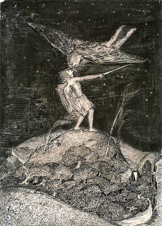 Angel and Devil, vintage artwork by Paul Nash, 12x8" (A4) Poster