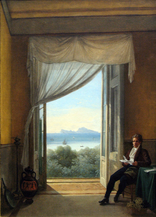 Schinkel in Naples, vintage artwork by Franz Ludwig Catel, 12x8" (A4) Poster