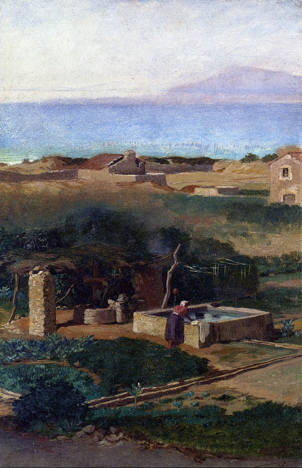 Bordighera, Italy, vintage artwork by Elihu Vedder, 12x8" (A4) Poster