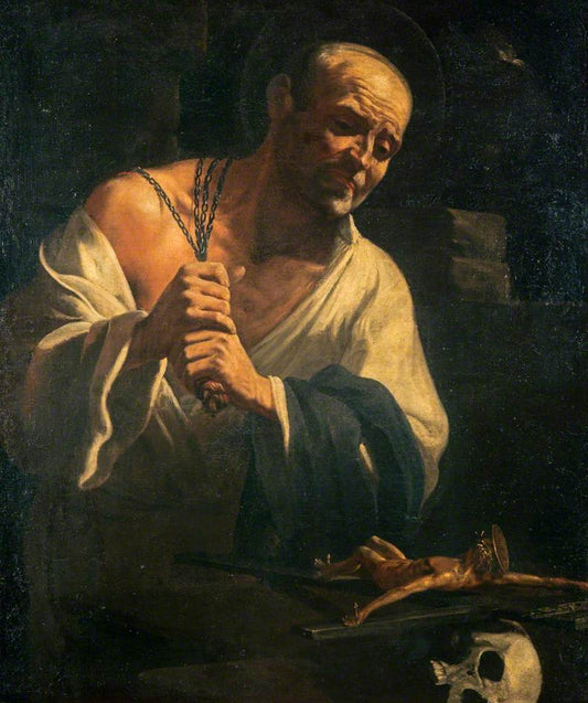 A Hermit Saint doing Penance, vintage artwork by Italian School 17th Century - Unknown, 12x8" (A4) Poster