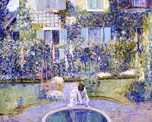 Garden Mirror, vintage artwork by Frederick Carl Frieseke, 12x8" (A4) Poster