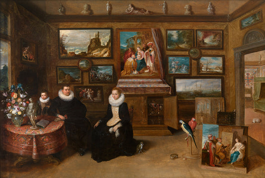 Interior of Sebastiaan Leerse's Gallery, vintage artwork by Frans Francken the Younger, 12x8" (A4) Poster