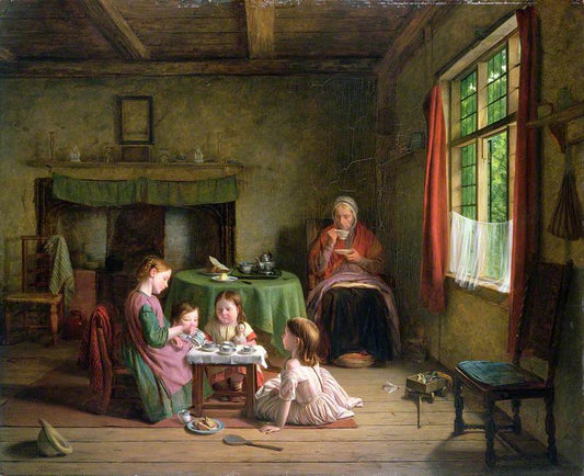 The Tea Party, vintage artwork by Thomas Webster, A3 (16x12") Poster Print