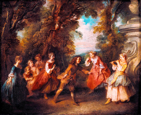 Children at Play in the Open, vintage artwork by Nicolas Lancret, 12x8" (A4) Poster
