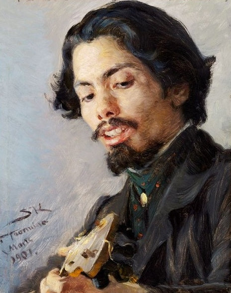 Gitarspiller, vintage artwork by Peder Severin Kroyer, 12x8" (A4) Poster