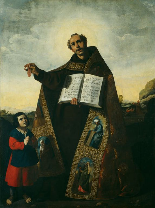 Saint Romanus of Antioch and Saint Barolas, vintage artwork by Francisco de Zurbarán, 12x8" (A4) Poster