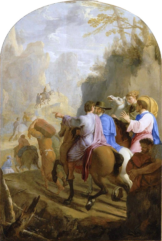 Life of Saint Bruno, Travel to the Chartrehouse, vintage artwork by Eustache Le Sueur, 12x8" (A4) Poster