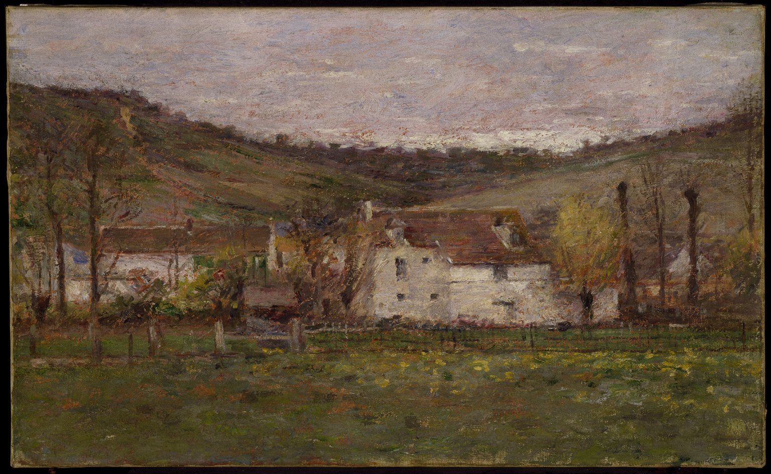 A French Hamlet, vintage artwork by Theodore Robinson, 12x8" (A4) Poster