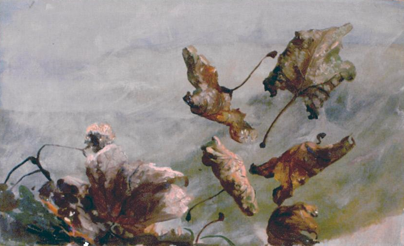 Falling Leaves, Study for Woman on Park Bench, vintage artwork by Carl Gutherz, 12x8" (A4) Poster