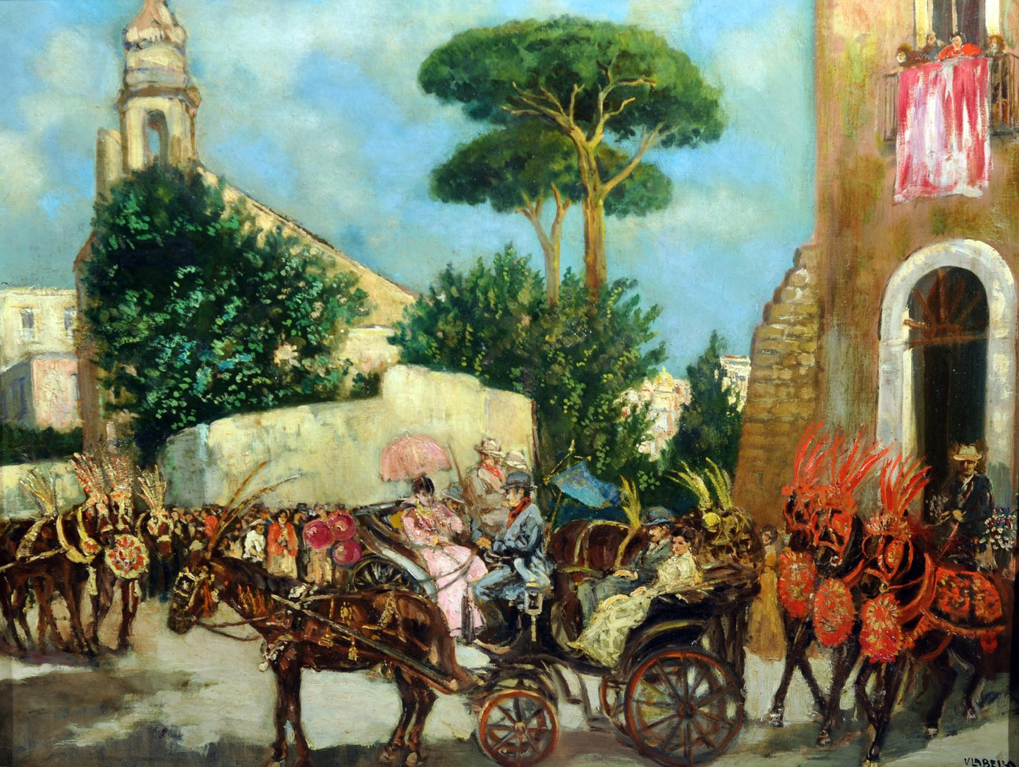The Carriage, vintage artwork by Vincenzo La Bella, 12x8" (A4) Poster