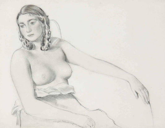 Seated nude, vintage artwork by Sergei Chekhonin, 12x8" (A4) Poster