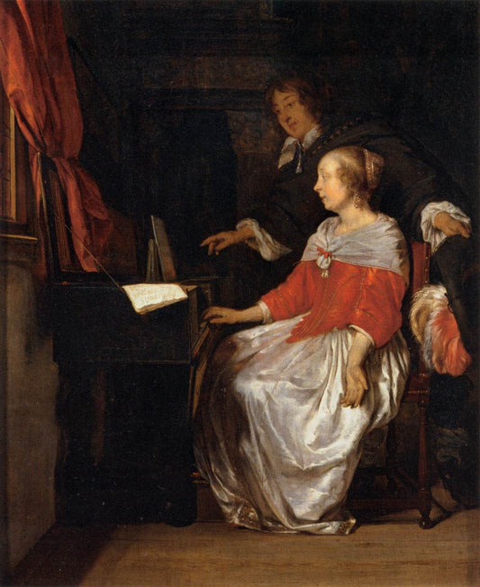 Virginal Player, vintage artwork by Gabriël Metsu, 12x8" (A4) Poster