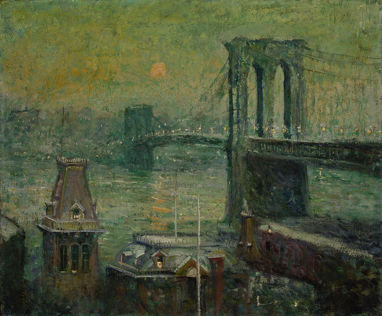 Brooklyn Bridge, vintage artwork by Ernest Lawson, 12x8" (A4) Poster