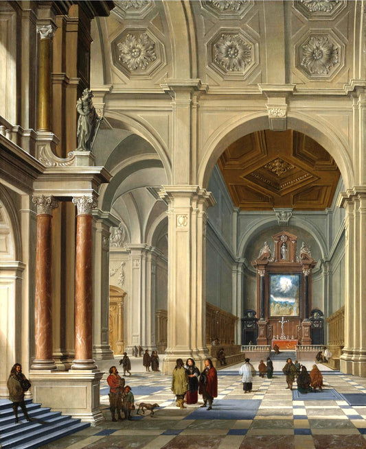 Interior of a Vaulted Church, vintage artwork by Bartholomeus van Bassen, 12x8" (A4) Poster