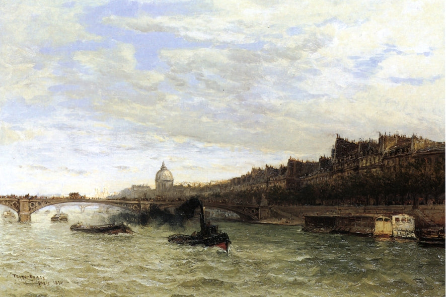 View of the Seine at Paris, vintage artwork by Frank Myers Boggs, 12x8" (A4) Poster
