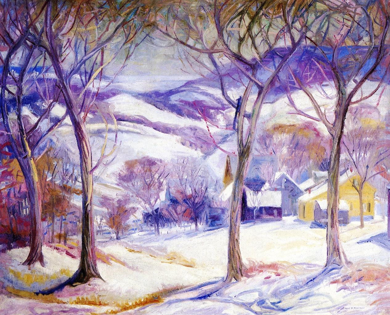 Winter Purples, vintage artwork by Albert Henry Krehbiel, 12x8" (A4) Poster