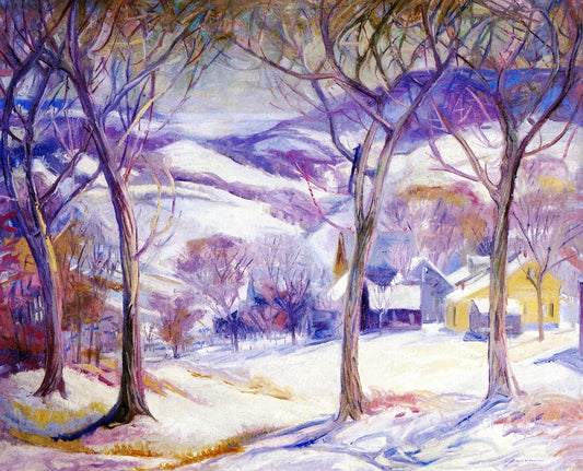 Winter Purples, vintage artwork by Albert Henry Krehbiel, 12x8" (A4) Poster
