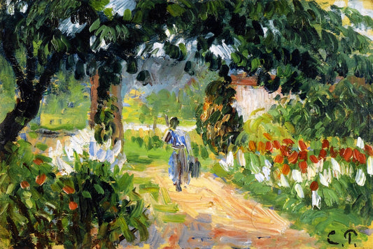 The Alley of the Garden at Eragny (sketch), vintage artwork by Camille Pissarro, 12x8" (A4) Poster