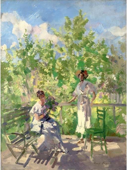 fternoon tea on the terrace by Constantin Alexeevich Korovin,A3(16x12")Poster