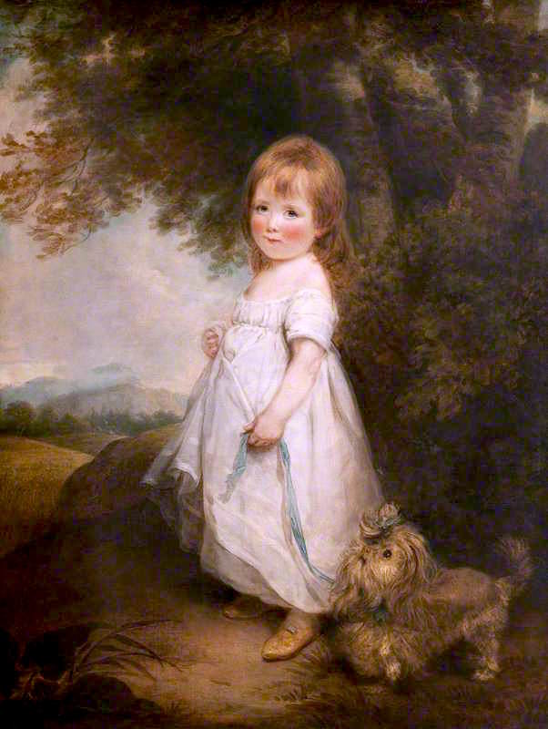 Miss Anderson with Her Dog, vintage artwork by Arthur William Devis, 12x8" (A4) Poster