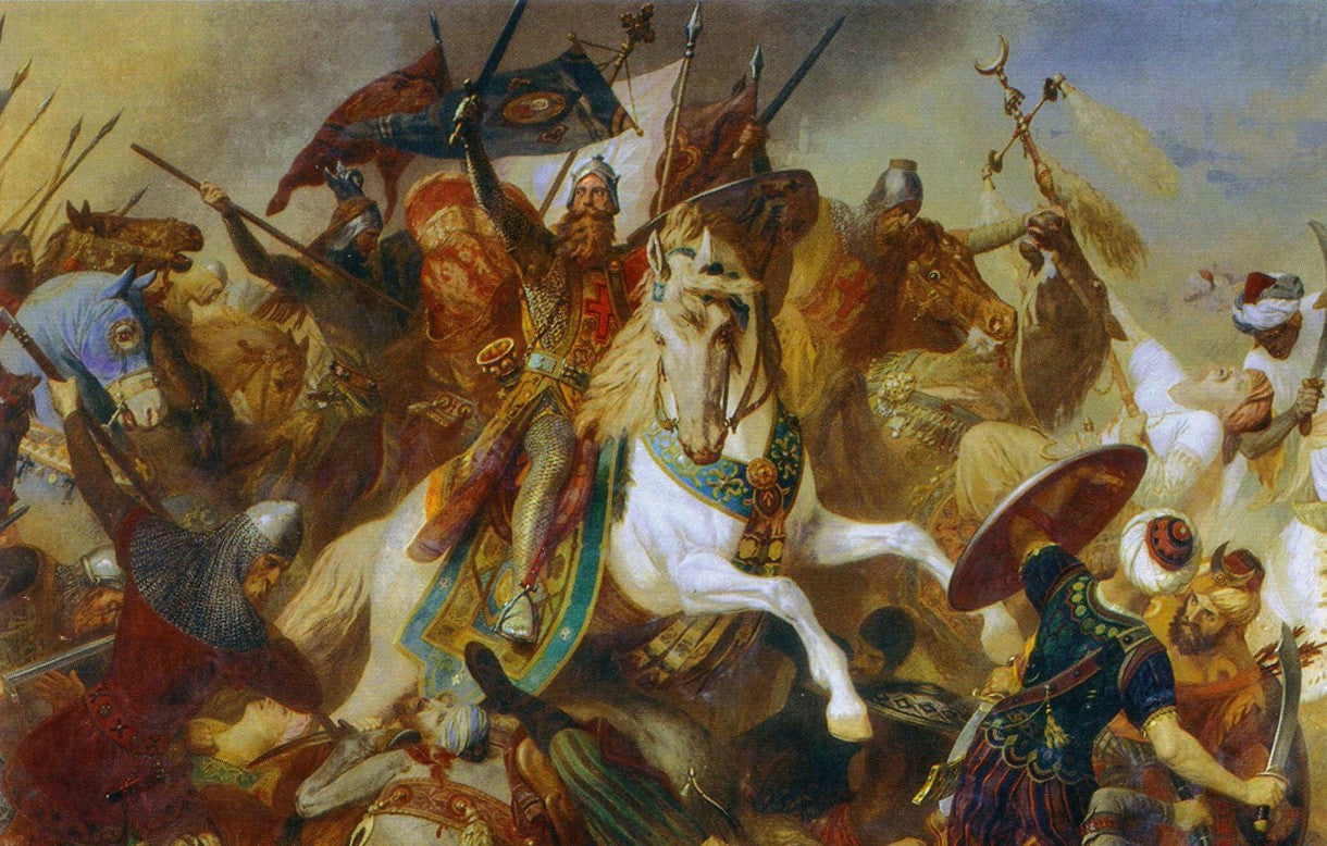 The Battle of Iconium (Detail2), vintage artwork by Hermann Wislicenus, 12x8" (A4) Poster