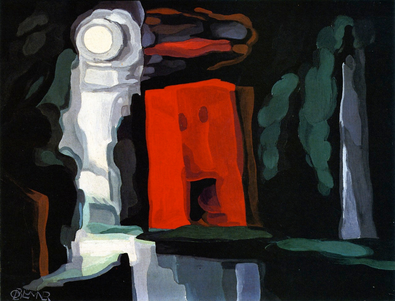 Moon-Night Mood, vintage artwork by Oscar Bluemner, 12x8" (A4) Poster
