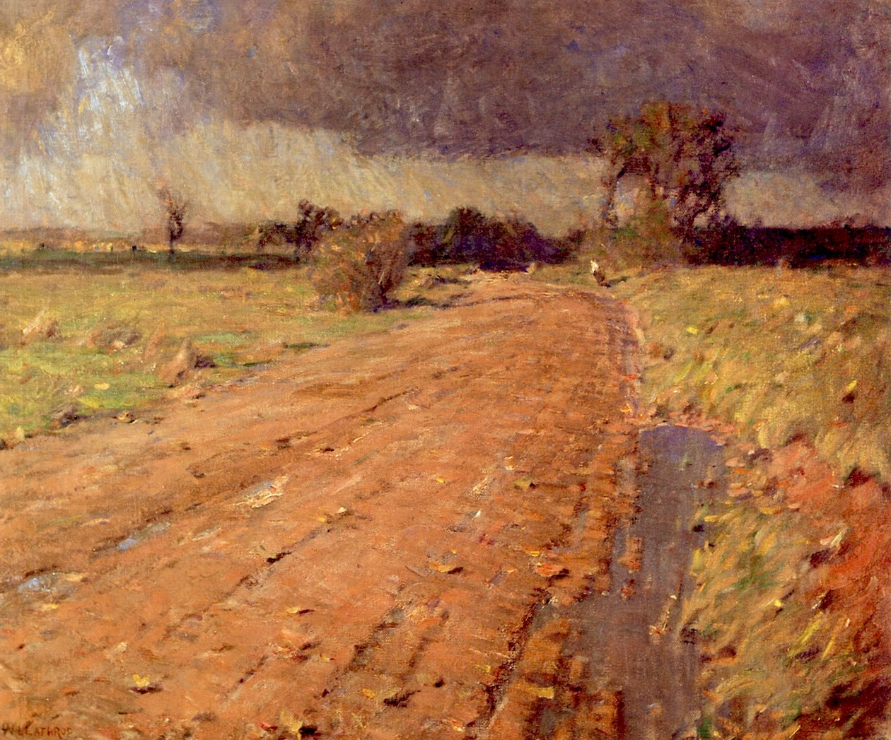 Red Shale Road, vintage artwork by William Langson Lathrop, 12x8" (A4) Poster