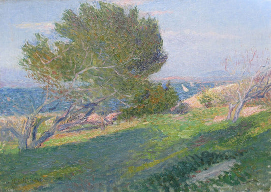 Cap Ferrat, marina Saint Jean, vintage artwork by Willard Leroy Metcalf, 12x8" (A4) Poster