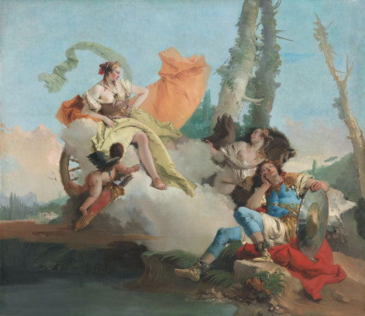 Armida Encounters the Sleeping Rinaldo, vintage artwork by Giovanni Battista Tiepolo, 12x8" (A4) Poster